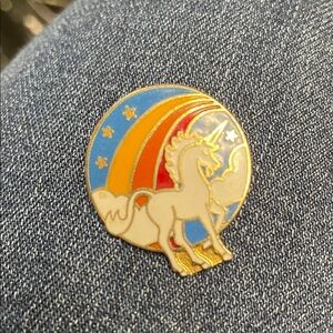 1980s Vintage Unicorn Rainbow Enamel Pin